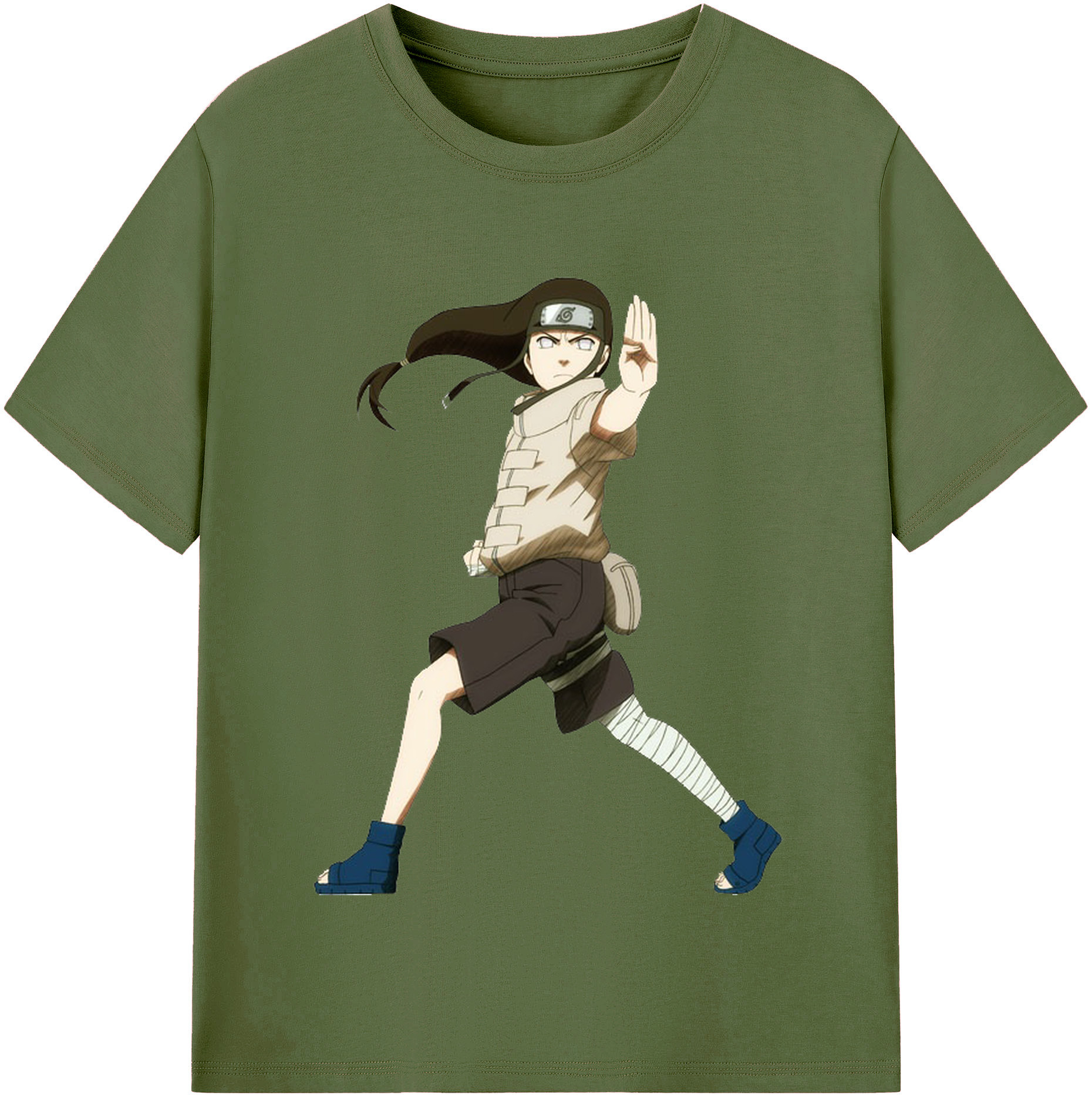 （画像用） NARUTO -ナルト- 日向ネジ Hyūga Neji 綿100％半袖Tシャツ（フロントプリント）